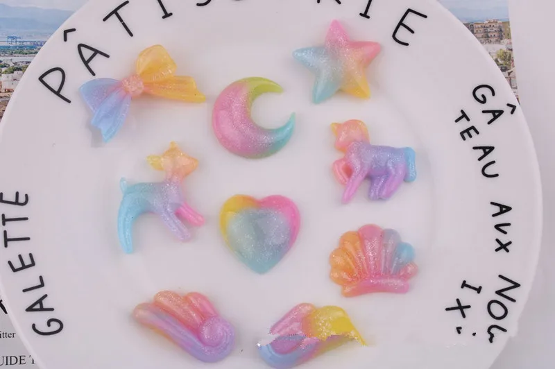 2 9 шт. смолы Единорог в форме звезды Slime Подвески Мини Пластилин Слим бусины для DIY украшения - Цвет: 2