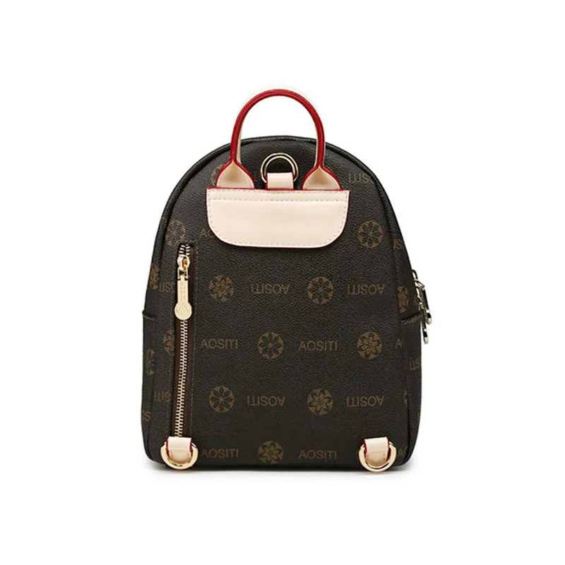 Модный женский рюкзак с принтом и заклепками кожаный повседневный дорожный