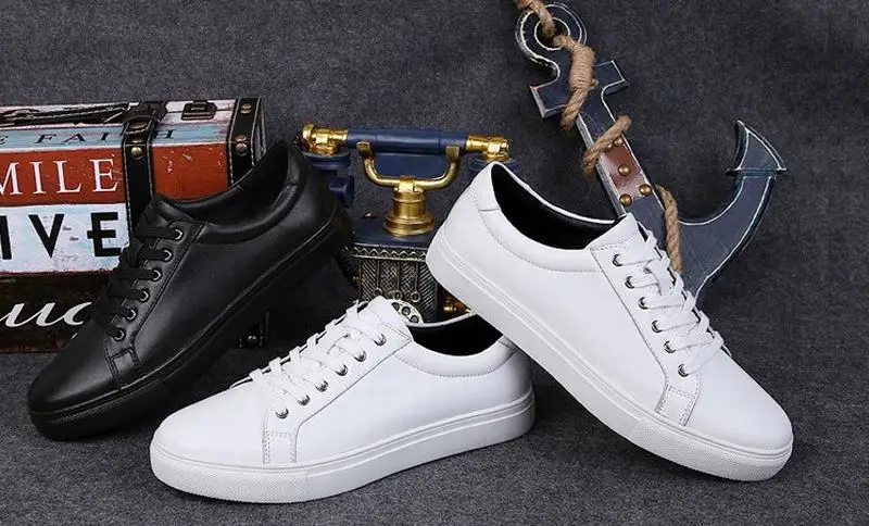 new top fashion 2017 men genuine leather dress shoes mens lace-up flats black white casual big size 38-47 48 49 male | Обувь