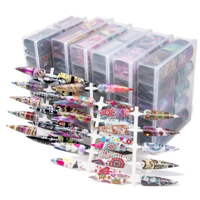 Переводные бумажные наклейки для ногтей 10 шт. градиентные лазерные с