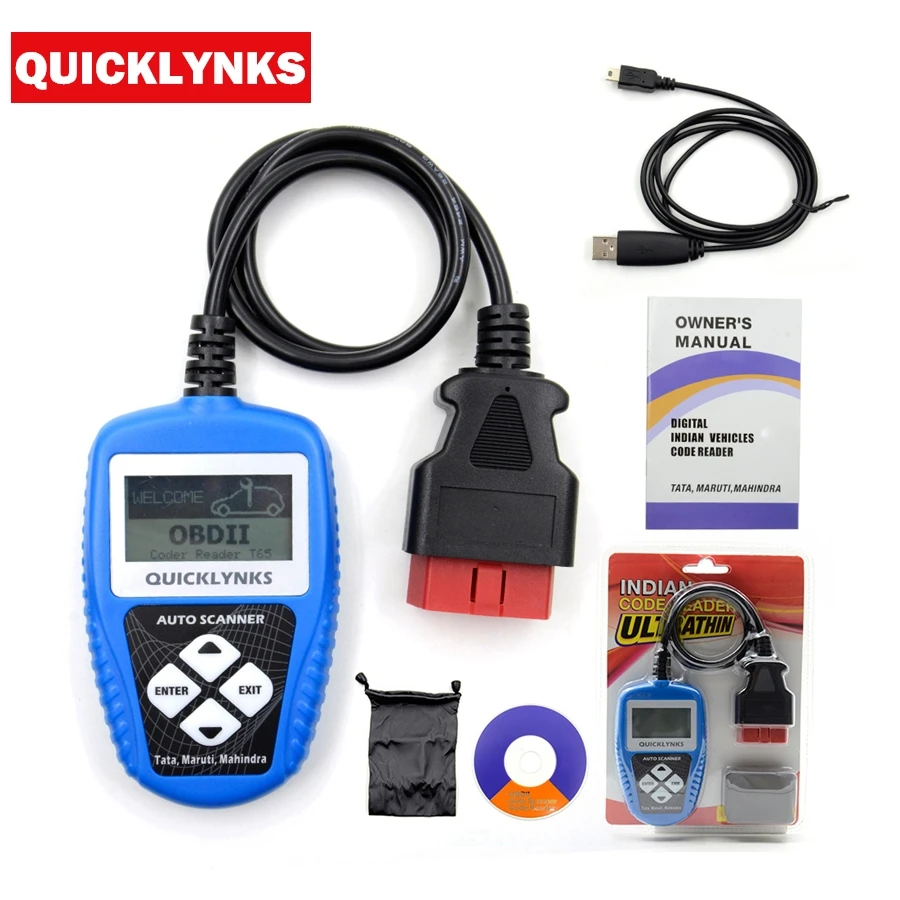 Автомобильный сканер для индийских автомобилей QUICKLYNKS T65 Obd2 считывания кодов TATA