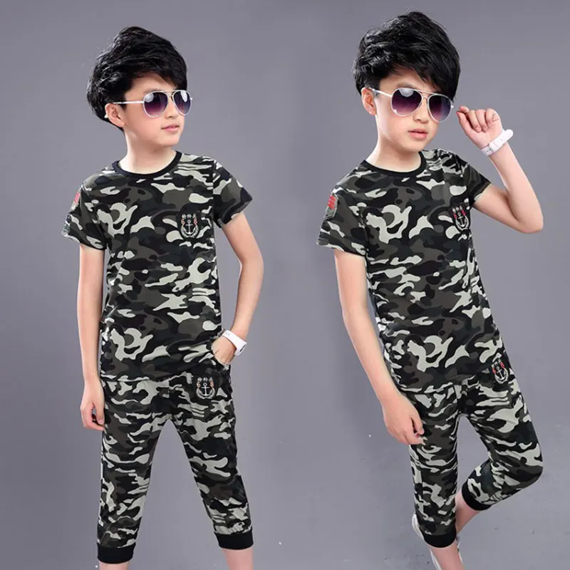 2018 Hot Sale Summer Baby Boy Camouflage 2pcs Sets T-shirt+ Pant Short Sleeved O-neck Suit Sportswear Kids Clothes |