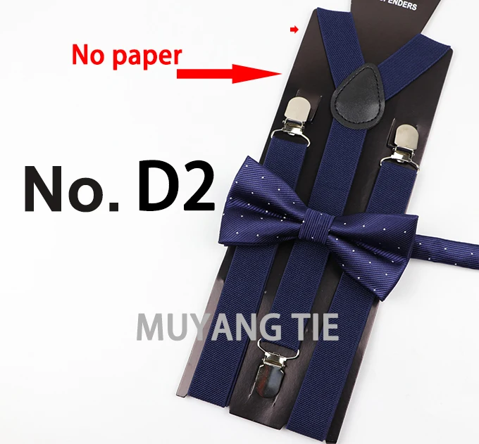 Soild Color Man Polyester Belt Bow Tie Set Woman Men's Suspenders Butterfly Clip-on Y-Back Braces Elastic Women Adjustable