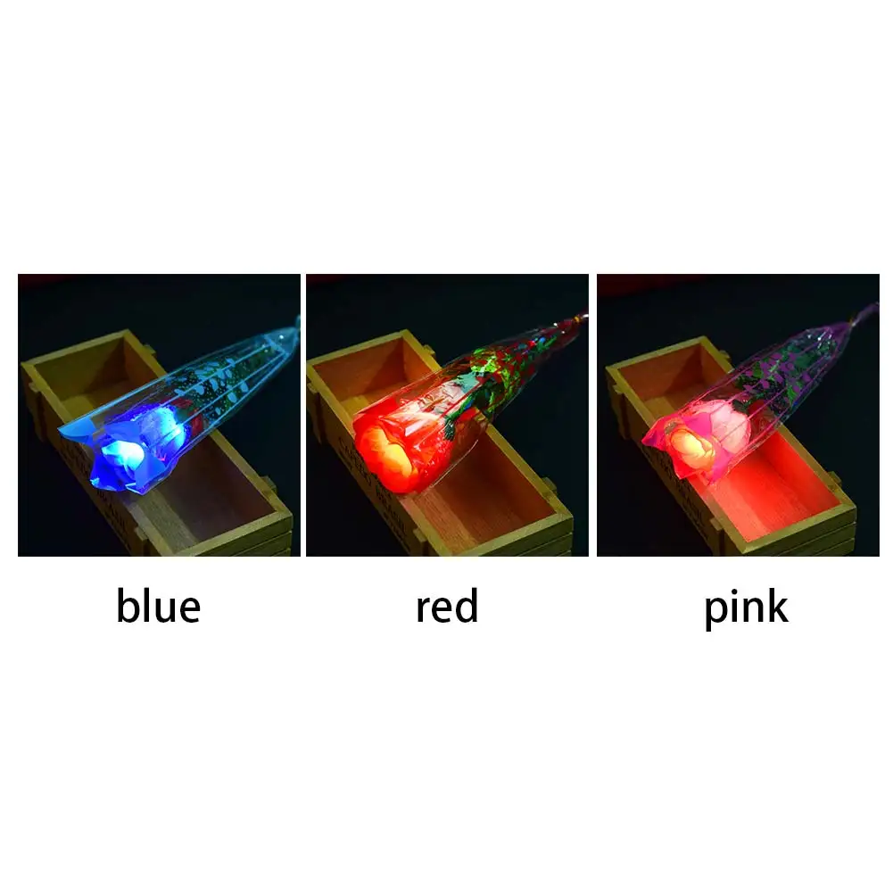 1 шт. светодиодный искусственная Роза светящиеся пластиковые розовые валентинки