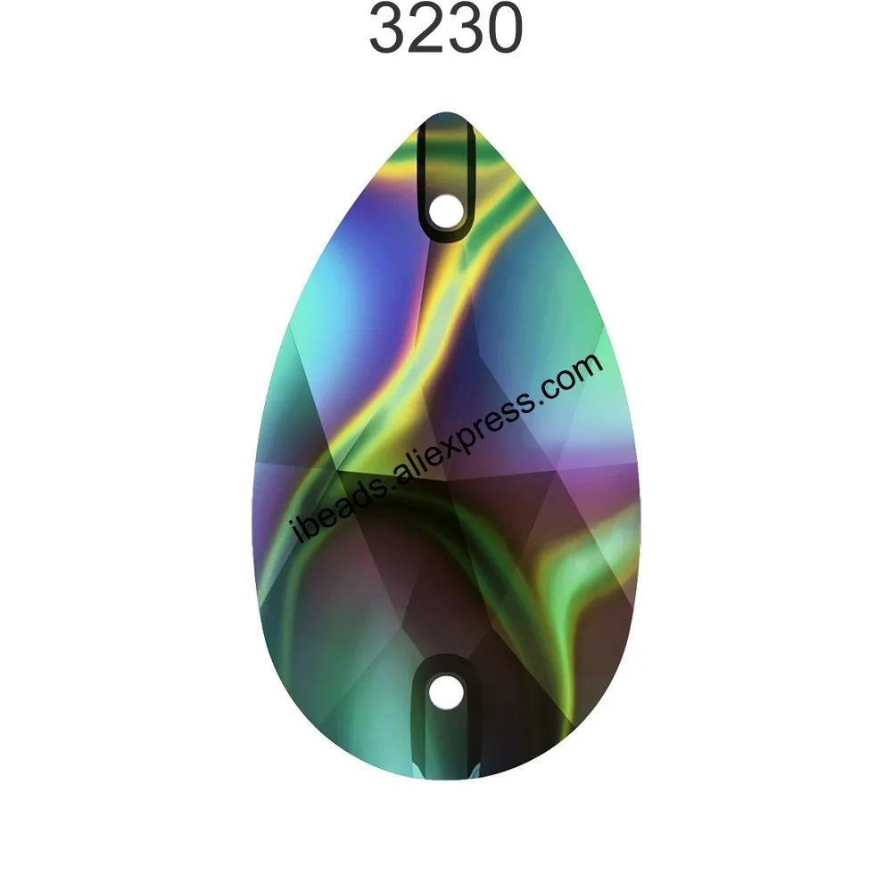 Crystal 001 RABDK F Оригинальные кристаллы от Swarovski 3230 капля пришивной Камень Груша Форма Стразы свободный Бисер для одежды DIY Швейные украшения одежды - Цвет: Crystal 001 RABDK F