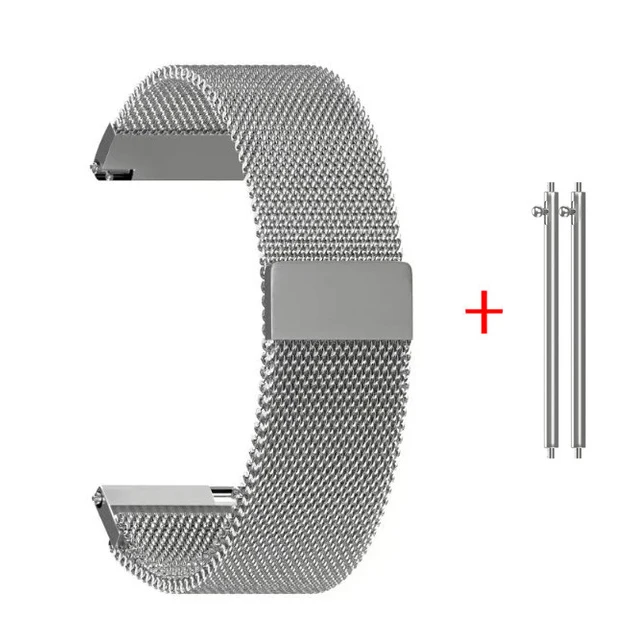 silver Миланская петля ремешок для часов samsung gear S3 Classic/S3 Frontier/galaxy watch 46 мм 42 мм Регулируемая нержавеющая сталь 22 мм 20 мм - Цвет ремешка: silver