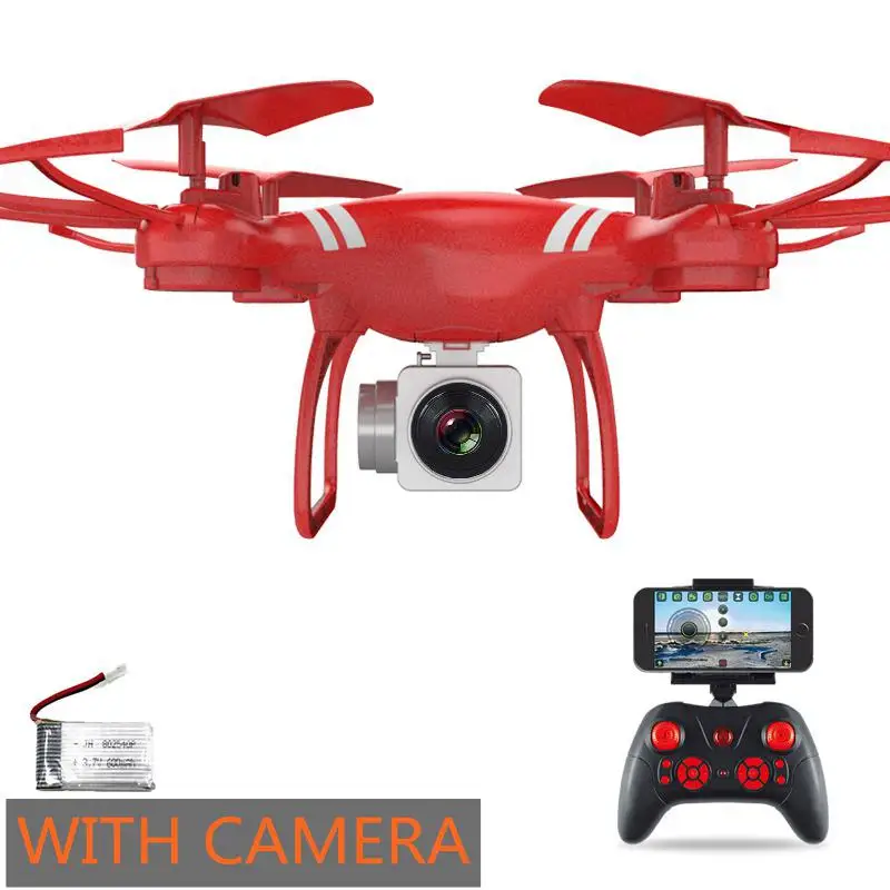 Селфи Дрон с камерой Дрон WIFI FPV Квадрокоптер мини RC вертолет один ключ возврат вертолет детский Квадрокоптер игрушки VS x5sw - Цвет: RED 1 BAT CAMERA