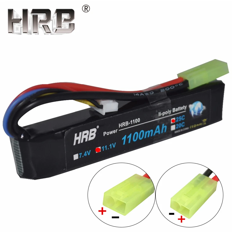 HRB водяной пистолет Lipo Батарея 3S 2S 7,4 V 11,1 V 1100 мА/ч, 25C Tamiya по супер скидке разъем AKKU емкостью мини шарики BB для пневматического пистолета электрические игрушки RC Запчасти