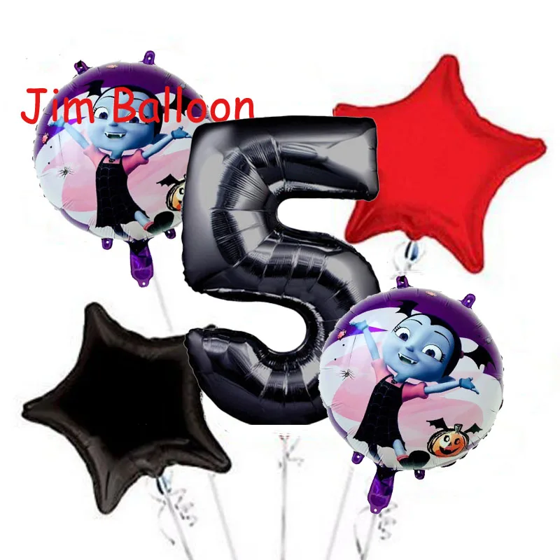 5 шт./лот Vampirina Фольга шар для 1st День рождения украшения 32 дюймов Blck шара с цифрой 18 дюймов звезда клипсы для воздушных шаров, Globos - Цвет: Цвет: желтый