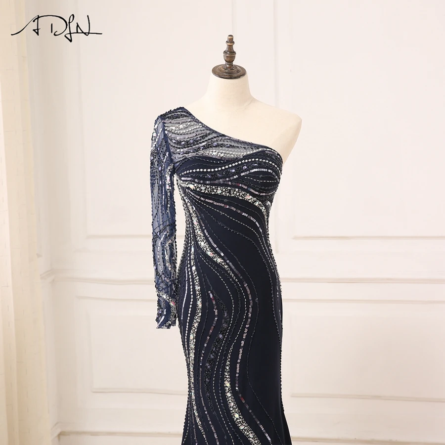 ADLN Evening Dress Long Sparkling New One-Shoulder Women Elegant Crystals Sequin Mermaid Maxi Evening Party Gown Dress