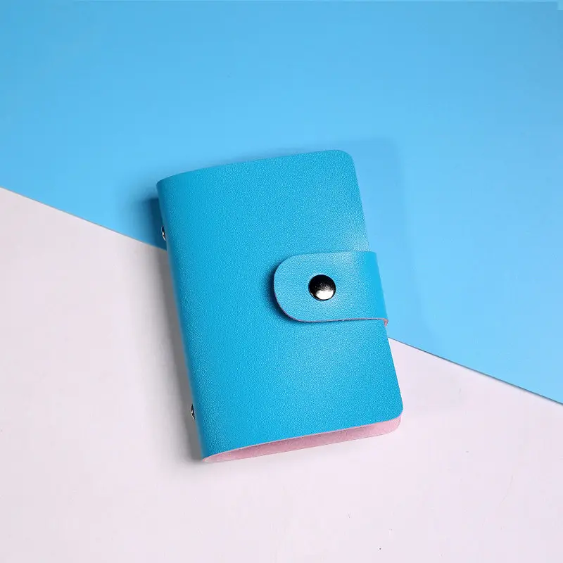 Blue Чехол для карт из искусственной кожи с функцией 24 бита, бизнес-держатель для карт для мужчин и женщин, сумка для кредитных карт, карт, ID, паспорта, карт, кошелек - Цвет: Blue