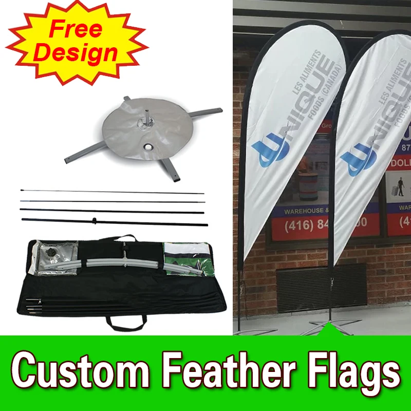 

Free Design Free Shipping Double Sided Cross Base Teardrop Flag Banners Signs Advertising Promotional Feather Banners Flutter