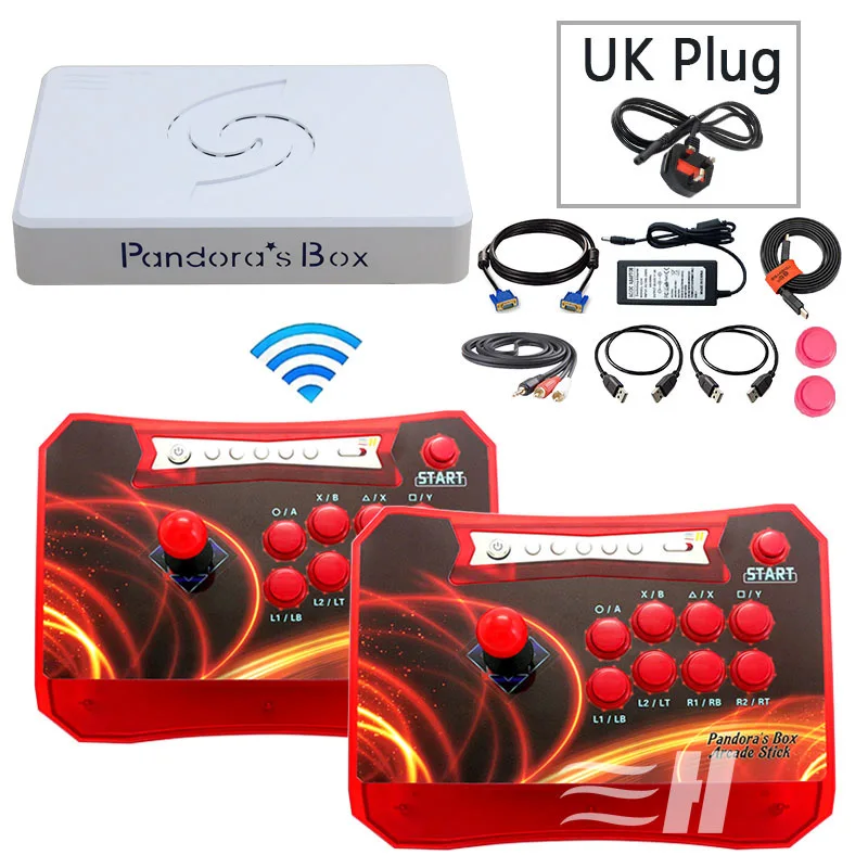 Pandora's Box 6 1300 в 1 беспроводной игровой контроллер 2 плеера черный/зеленый/красный/синий цвета консоль джойстик аркадные игры; USB HDMI VGA - Цвет: 2P 2 red UK plug