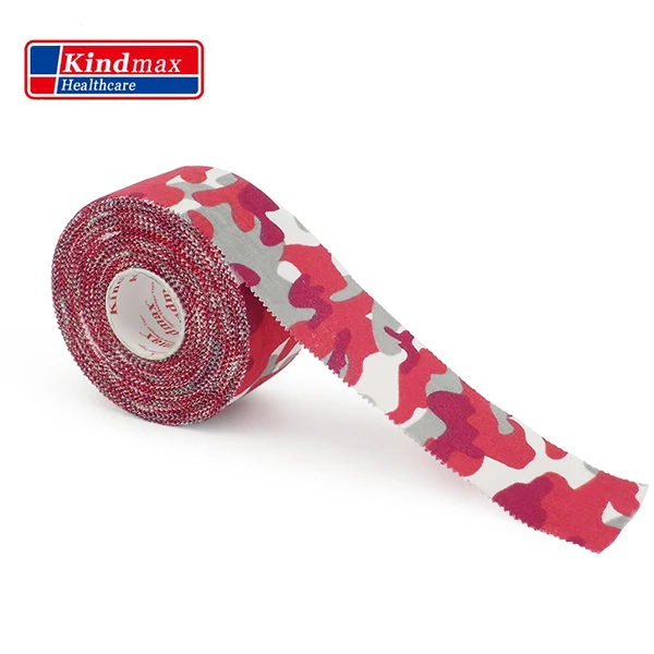Red Camouflage Kindmax healthcare цветная зубчатая жесткая спортивная лента в американском стиле, спортивный, клейкий бинт, Фирменное Качество 5,0 см x 13,7 м - Цвет: Red Camouflage