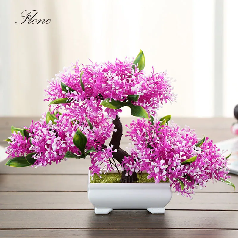 Flone Artificial Plants flowers Fake Plastic Potted bonsai Plant Tree Living Room home Office Decoration Bookcase Accessories | Дом и сад