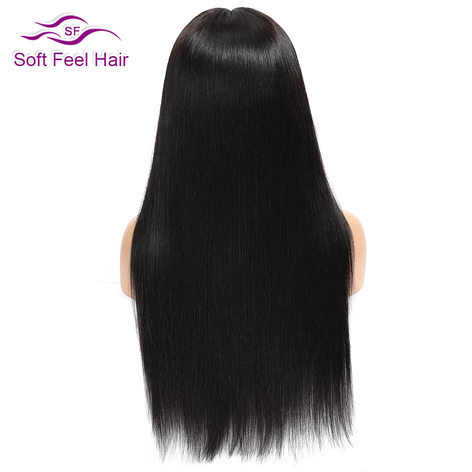 Soft Feel Hair 4*4 парики из натуральных волос, предварительно сорванные бразильские парики для черных женщин 1B Remy парик Средний часть