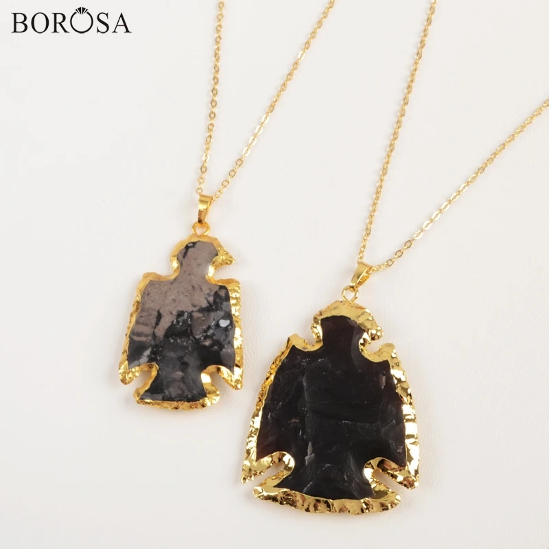 BOROSA черное покрытие грубое натуральное ожерелье из яшмы форма птицы для США
