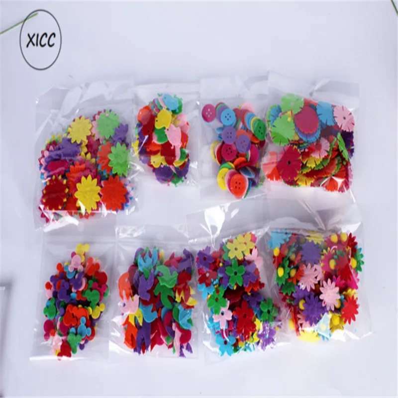 XICC 100PCS Colorful Nonwoven Round Flower Wool Felt Fabric Hair rope DIY Handmade Accessory Sticker Applique Patches Felt Pad