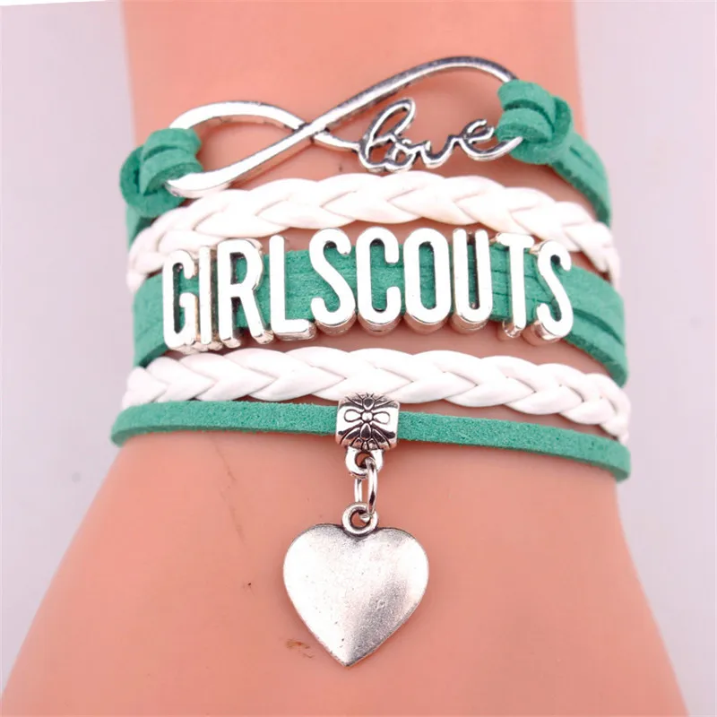 

Infinity Love Girl Scouts Bracelet Heart Charm GS Leader Girl Wrap Bracelets & Bangles For Children Jewelry