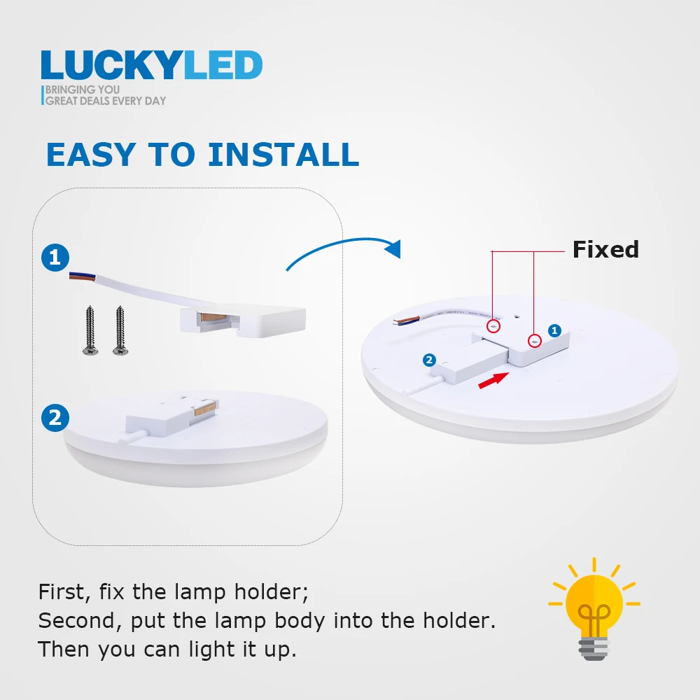 LUCKYLED-lámparas de techo modernas para sala de estar, lámparas de habitación Led acrílicas para Baño