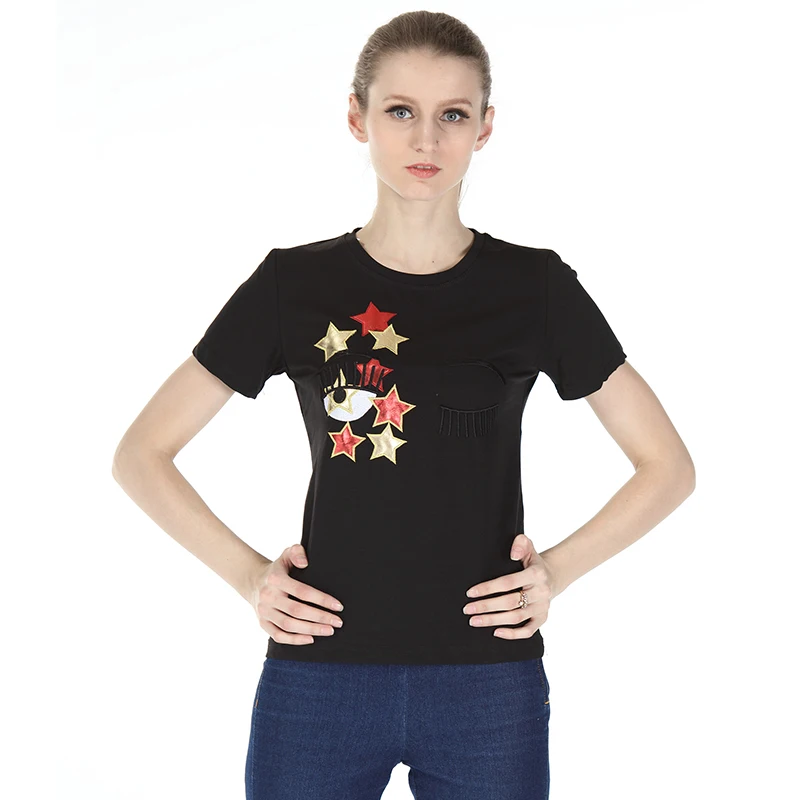 

Star Pattern Tops 2021 Women Casual Short Sleeve Summer O-neck T shirt Women Cotton Ladies Harajuku T-Shirt Das Mulheres