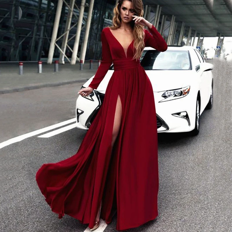 Сексуальные Платья с глубоким V образным вырезом трапециевидные для подружек