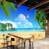 wellyu custom photo wallpaper 3d murals beach coconut blue sky white clouds island background wall paper papel de parede mural