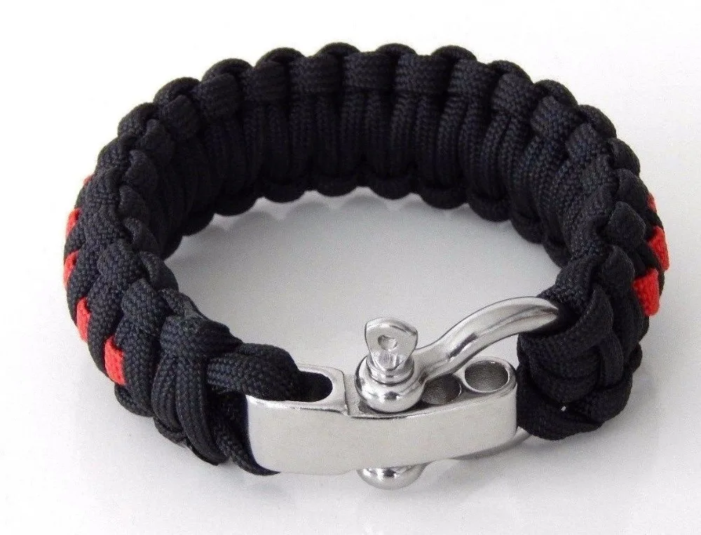 550 браслет для выживания из Паракорда тонкий с красной линией ручной работы