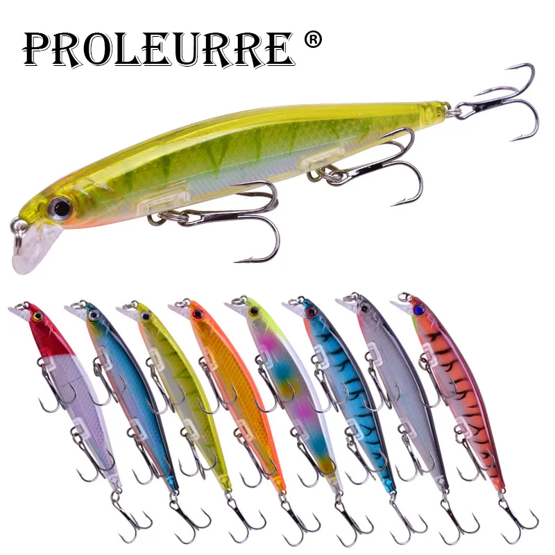 

Proleurre 1pcs Minnow Fishing Lure 11cm 14g Fishing Wobblers Pesca Professional Artificial Laser Hard Bait Diving 0.2m-1m
