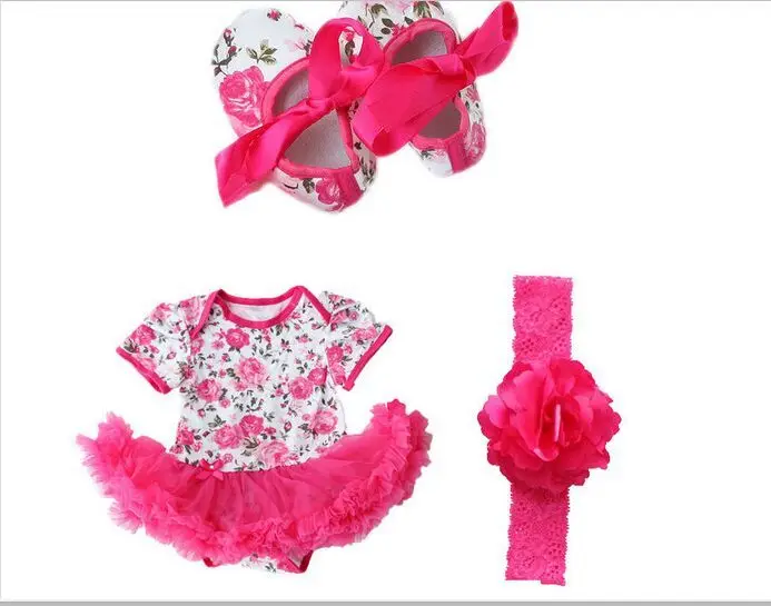 2020 3 предмета кружевные комбинезоны с розами для новорожденных и платье девочек
