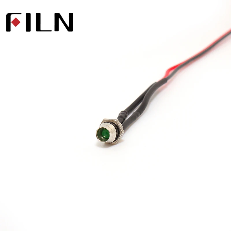 FILN 50pcs Led light pilot lamp pre-wired effects 5V 12V 24V 220V LED 8mm signal indicator led with 20cm wire |