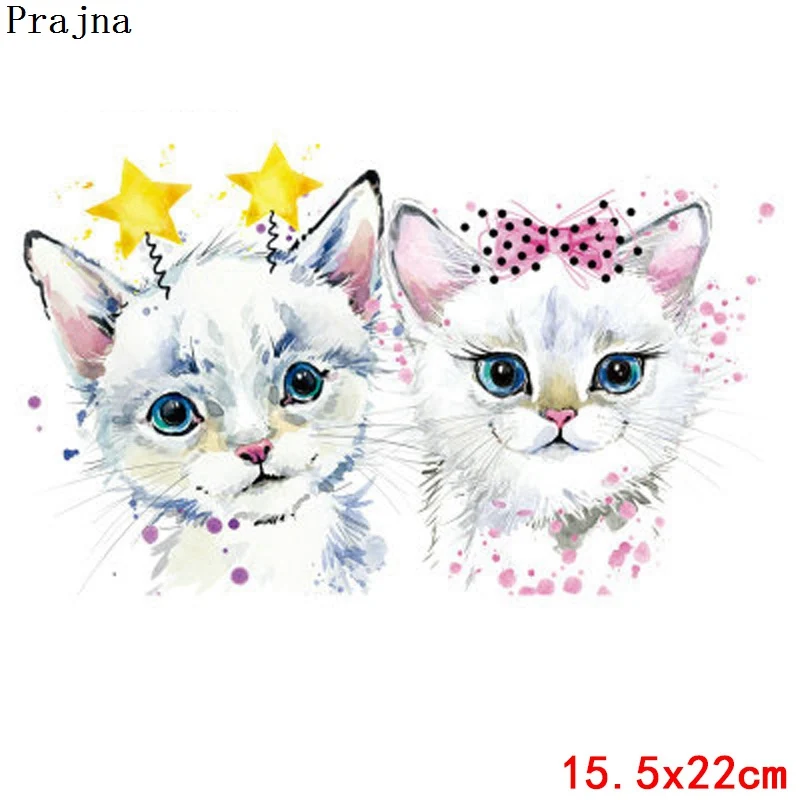 Коричневый Prajna, мультяшная вишня, кот в любви, Железный набор для передачи, Детская сова, горячая виниловая наклейка, сделай сам, платье, аксессуары для детской одежды - Цвет: Коричневый