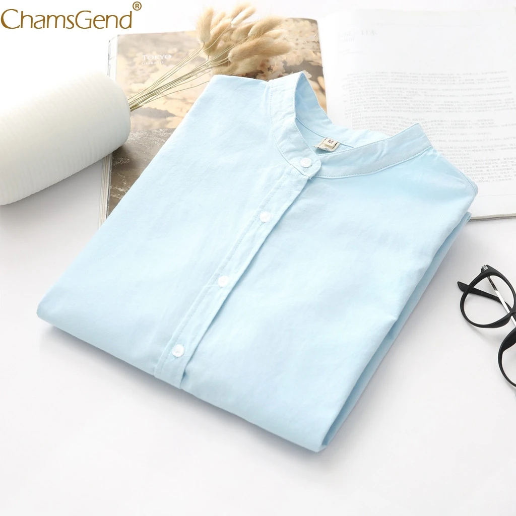 Женская однотонная блузка на пуговицах белая Повседневная Свободная большого