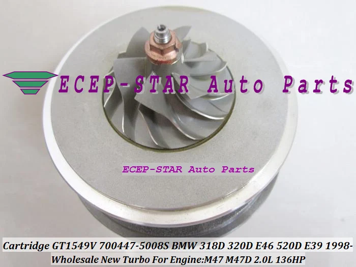 Turbo CHRA Cartridge GT1549V 700447-5008S 700447 700447-5007S Turbocharger For BMW 318D 320D E46 520D E39 98 M47 M47D 2.0L 136HP |