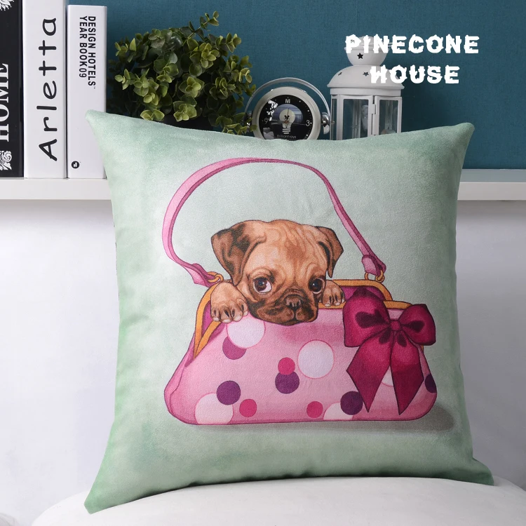 Винтаж британский стиль бархат Подушки Чехлы для мангала с милой собаки комнаты