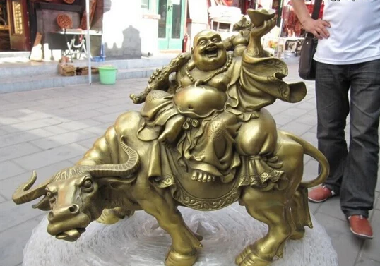 11 &quotКитайский народный латунный изысканные деньги Maitreya Rohan сидят на крупном