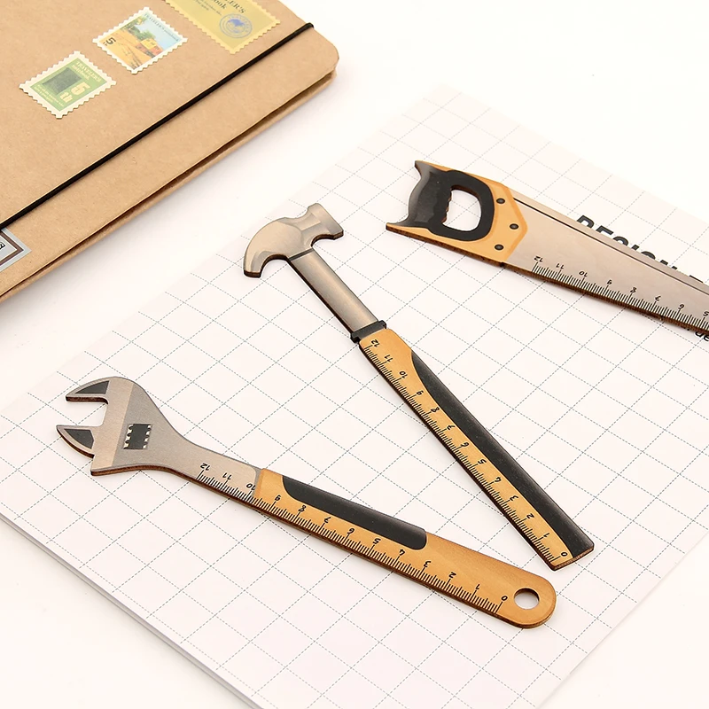 

1PC Kawaii Hammer Wrench Bottle Opener Straight Ruler Measure Study Drawing Student Stationery School Office Supply Gift