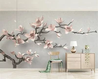 beibehang fashion classic stereo wallpaper golden branches white flowers 3d embossed tv background
