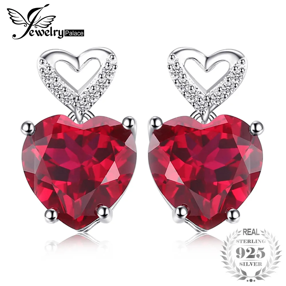 JewelryPalace сердце любовь 7.2ct создан Красные Рубины серьги 925 серебро best Свадебные