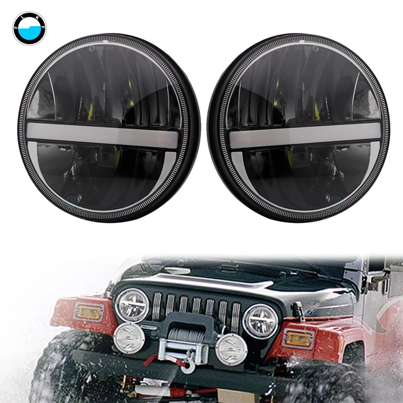 7 дюймовая светодиодный ная фара с указателем поворота ДХО для Jeep Wrangler Land Rover Defender