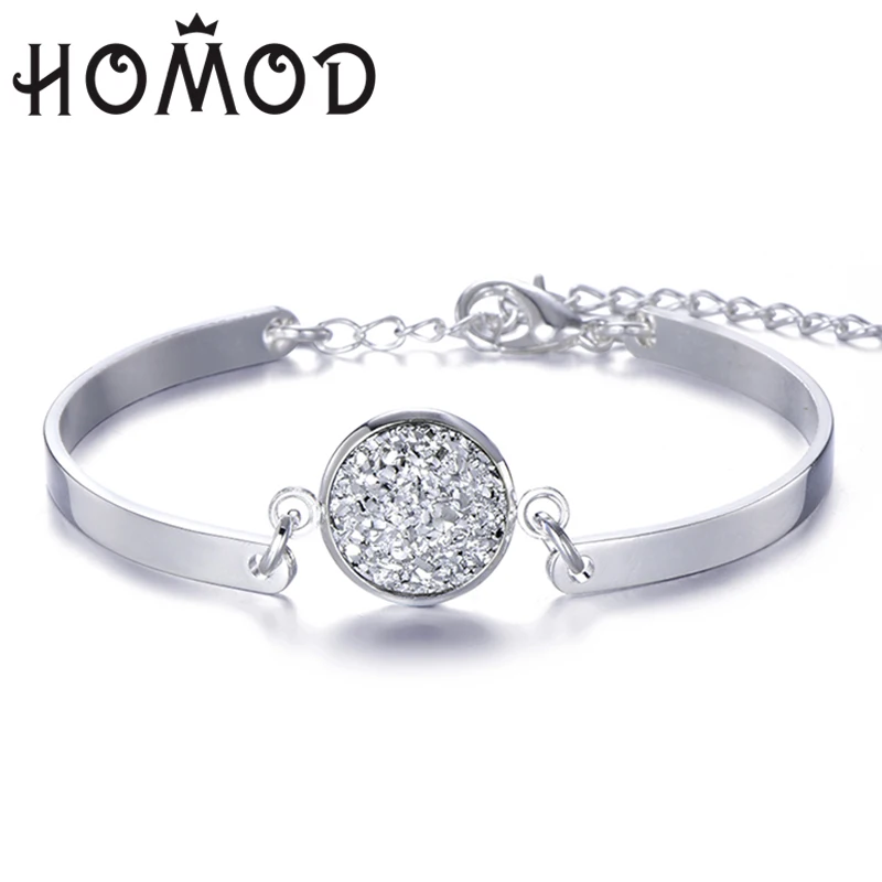 HOMOD новинка 2019 модный серебряный браслет-цепочка с натуральным камнем подвески