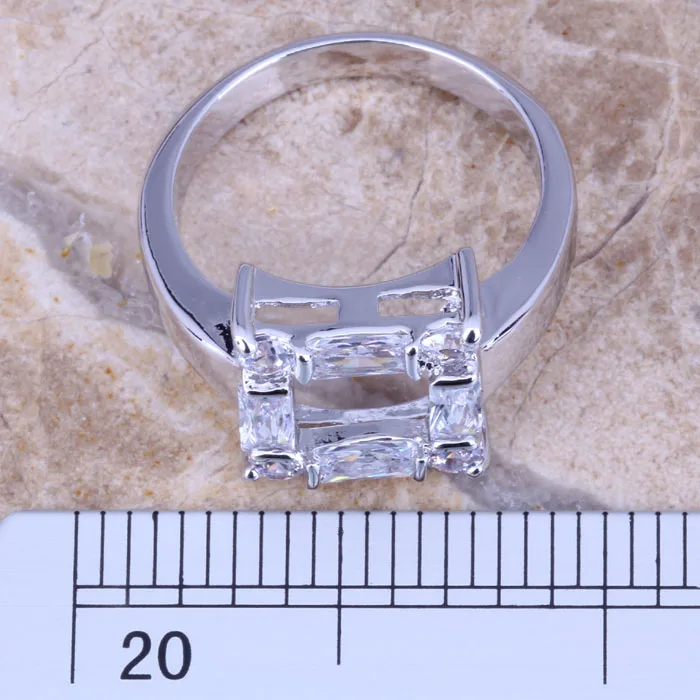 Сублимированный Белый CZ посеребренное женское Ювелирное кольцо Размер 6/7/8/9 R0390 |