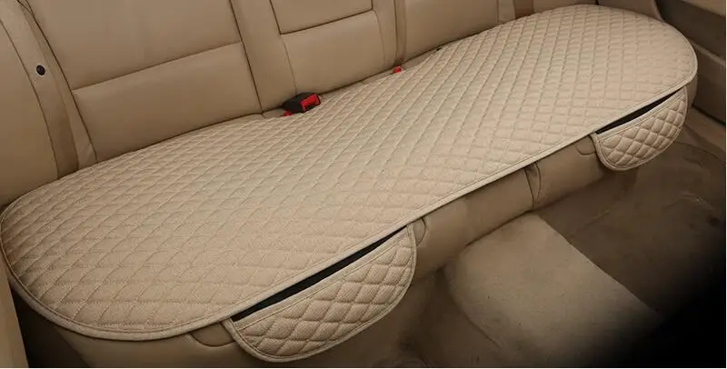 A beige rear Не перемещается ткань чехол для сиденья автомобиля стекающаяся ткань/льняная подушка дышащий протектор коврик авто аксессуары универсальный размер - Название цвета: A beige rear