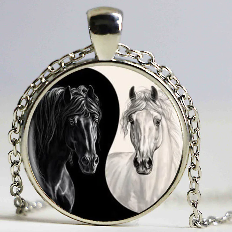 Инь Ян лого 2 вида стилей Серебряный цвет кулон ожерелье длинное Chian заявление