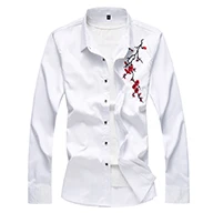 281 white LONMMY 4XL 5XL 6XL 7XL мужская рубашка с цветочным принтом, рубашки с длинным рукавом, Мужская одежда, приталенная Повседневная Цветочная блузка, новинка, черный, белый, темно-синий - Цвет: 281 white