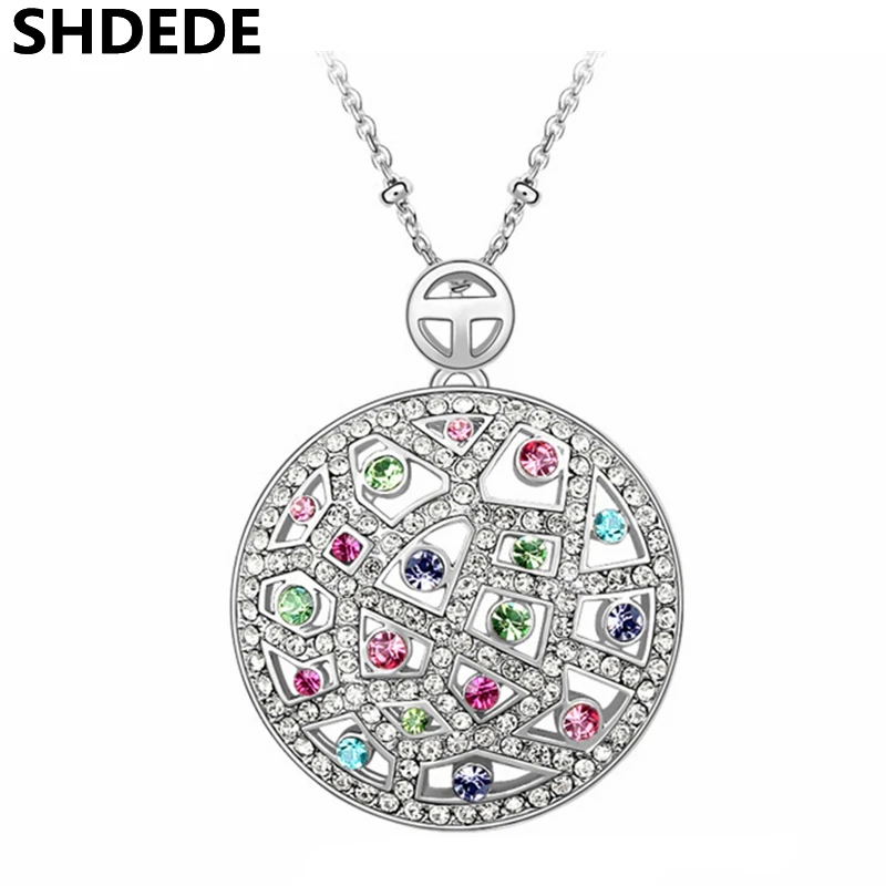Женское Ожерелье с крупными круглыми кристаллами Swarovski SHDEDE подвески в винтажном