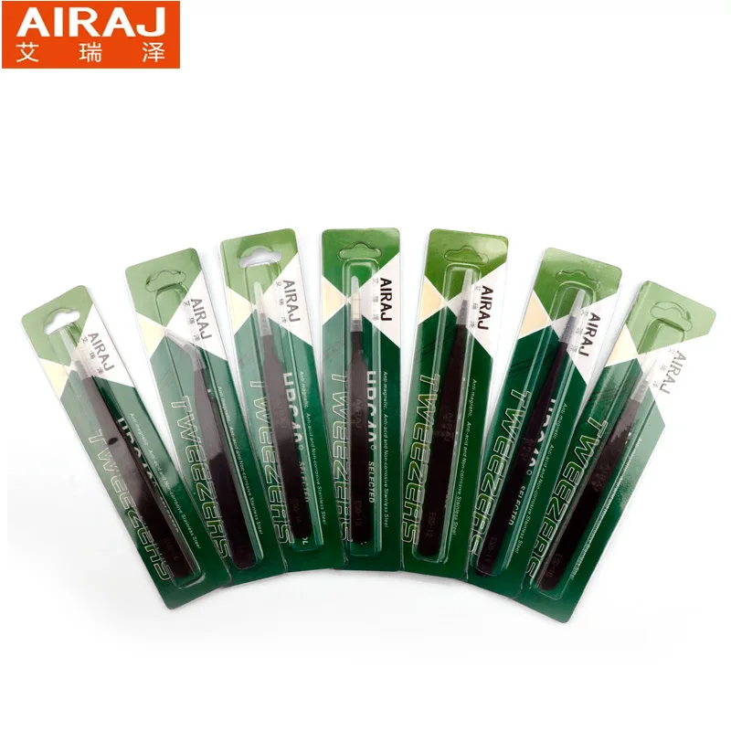 

AIRAJ ESD Anti-static Tweezers Industrial Grade Curved Straight Stainless Steel Precision Repair Tools