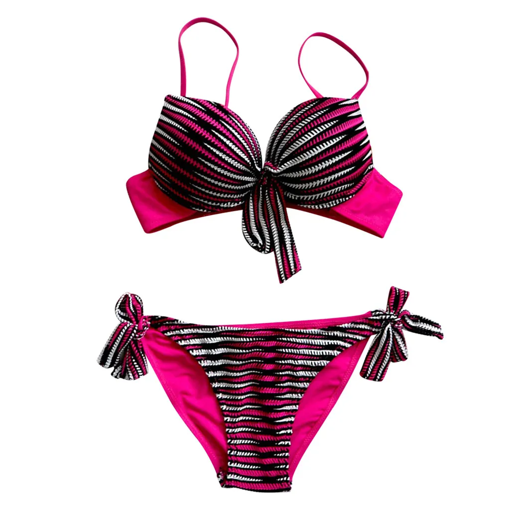 Женский купальник в полоску CHAMSGEND топ с завязками через плечо тонкая пляжная