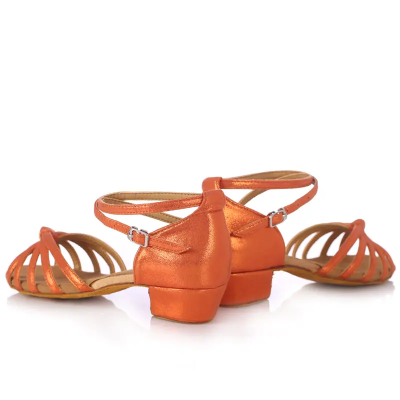 Girls Latin Dance Shoes Children Salsa Tango Ballroom Dancing Shoe Sequin Cloth 3cm Low Heel Performance Women Kid Sandals 24-41