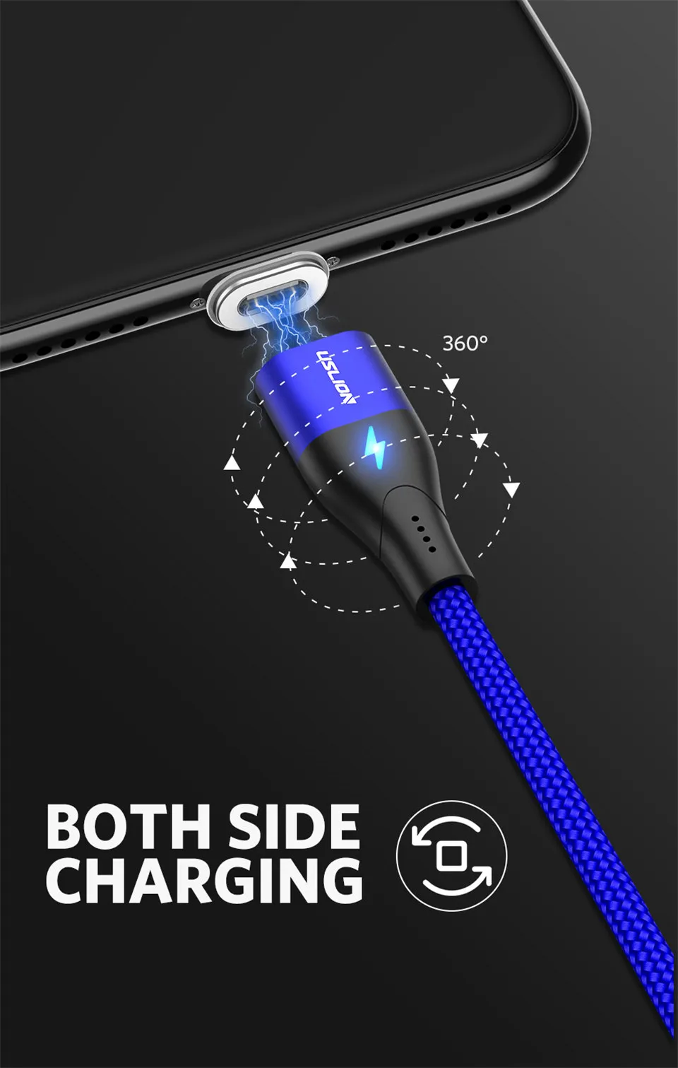 Магнитный кабель для быстрой зарядки USLION 1 м Micro usb type C для iPhone samsung Xiaomi 3A Micro usb type-C Магнитный кабель для зарядки и передачи данных